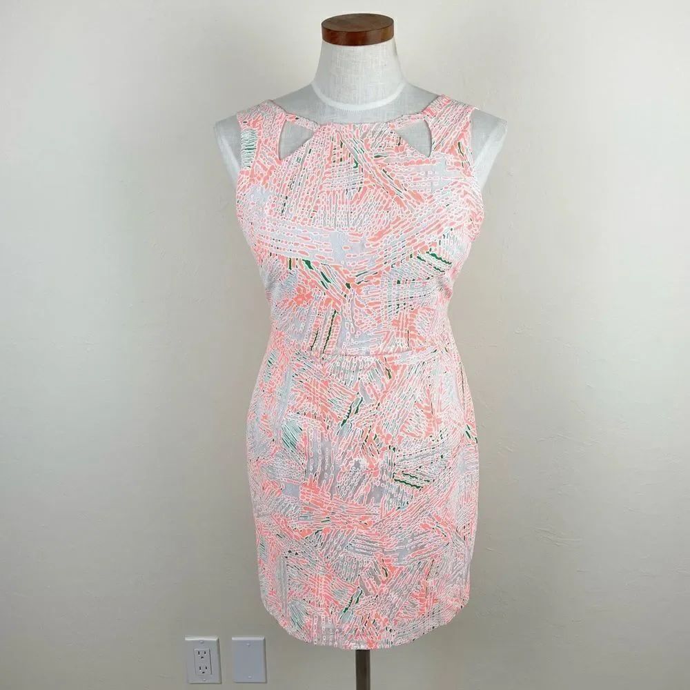MM Couture Neon Cocktail Sheath Dress - Orange Neon